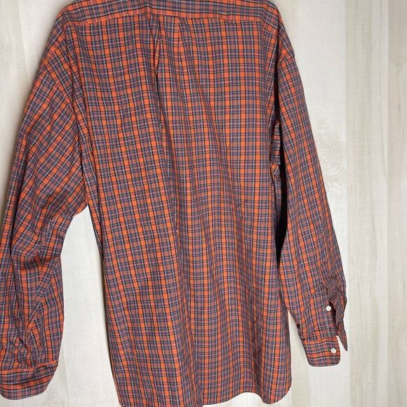 Ralph Lauren orange blue plaid long‎ sleeve button down shirt, size XXL - Picture 9 of 12